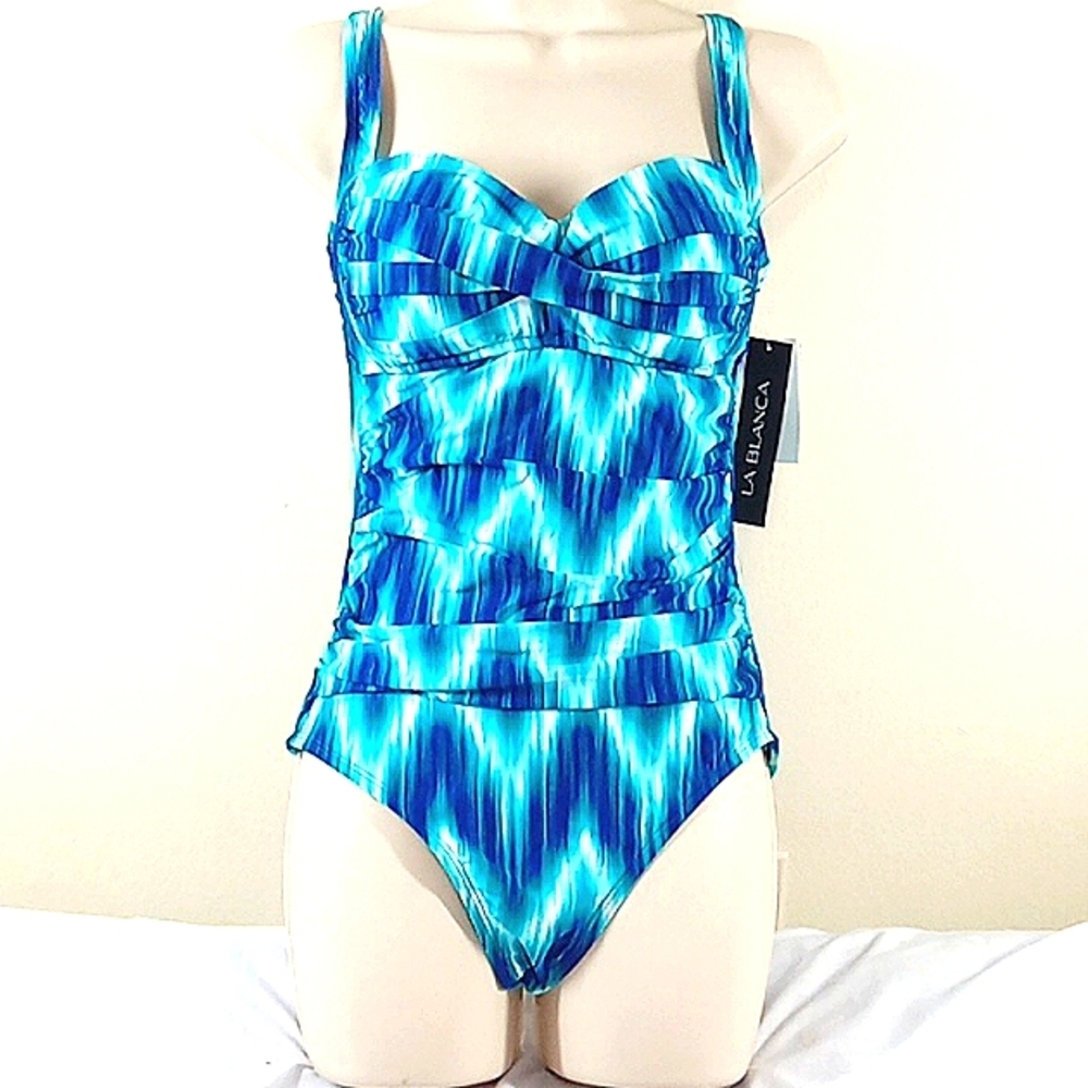 NEW LA BLANCA  6 Bathing Suit One Piece  Swimwear Multi-color Resort Vacation